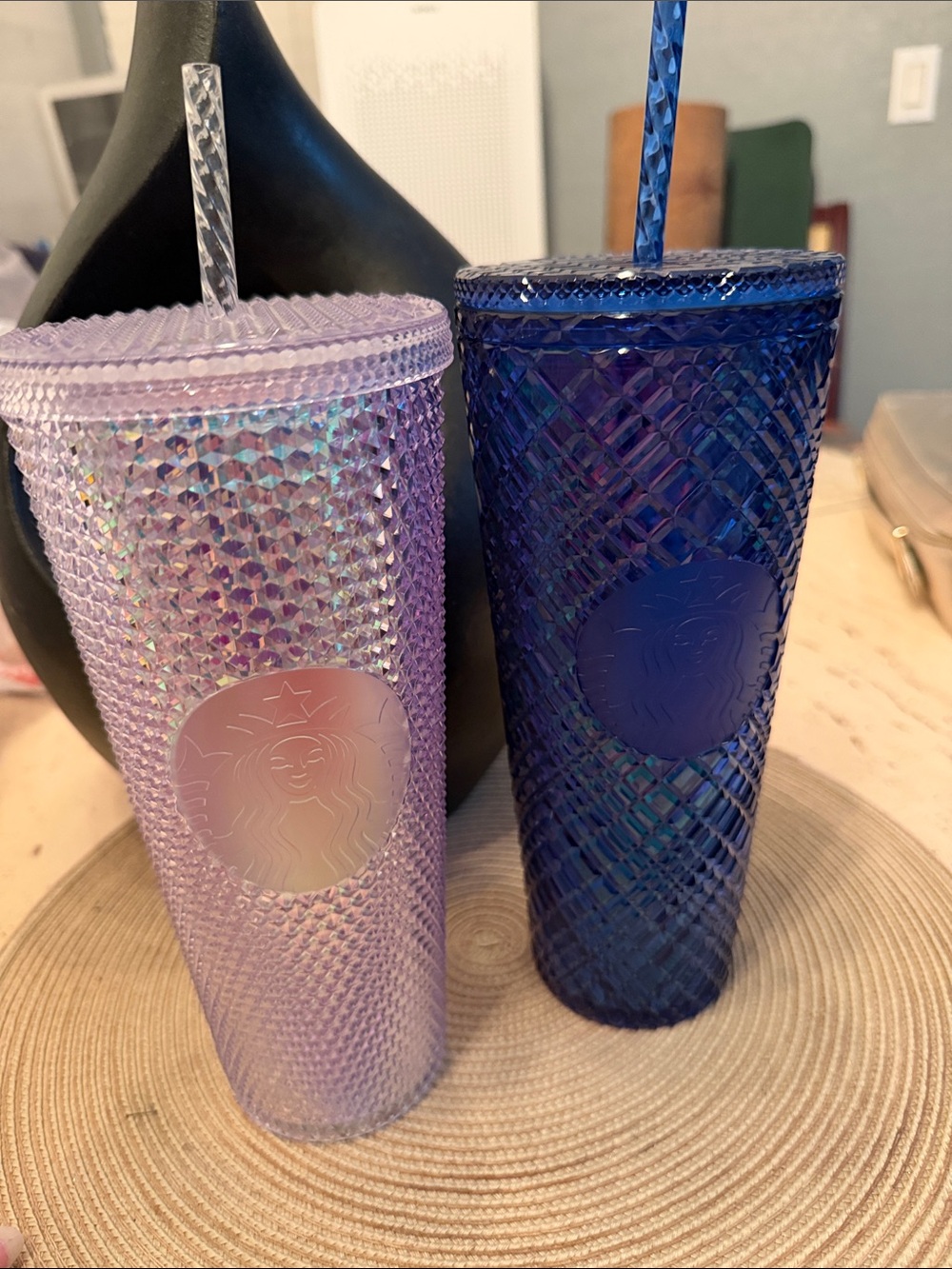 Starbucks Iridescent Lavender & Deep Cobalt Textured Studded 24 Oz. Tumblers Set